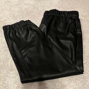 LOGO Lori Goldstein Black Faux Leather Pants 14P NWOT